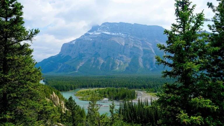 The Bow River valley and Mount Rundle near Banff, Alberta
